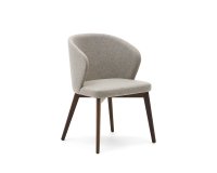 Chaise Darice en tissu chenille marron et bois de hêtre, finition noyer