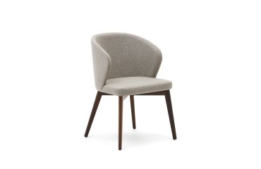 Chair Darice in brown chenille fabric and beech wood, walnut finish