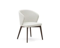 Darice chair in beige chenille and solid beech wood in a walnut finish