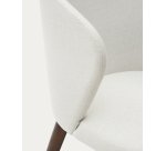 Chaise Darice en tissu chenille beige et bois de hêtre, finition noyer