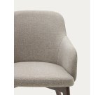 Chaise Nelida en tissu chenille marron et bois de hêtre, finition noyer