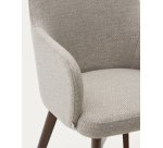 Chaise Nelida en tissu chenille marron et bois de hêtre, finition noyer