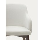 Chaise Nelida en tissu chenille beige et bois de hêtre, finition noyer