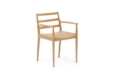 Silla Analy reposabrazos madera maciza de roble acabado natural FSC 100% asiento cuerda