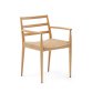 Chaise Analy avec accoudoirs en bois de chêne, finition naturelle assise en corde