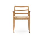 Chaise Analy avec accoudoirs en bois de chêne, finition naturelle assise en corde