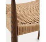 Chaise Analy avec accoudoirs en bois de chêne, finition noyer assise en corde