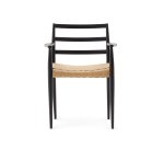 Chaise Analy avec accoudoirs en bois de chêne, finition noire assise en corde