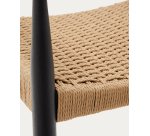 Chaise Analy avec accoudoirs en bois de chêne, finition noire assise en corde