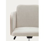 Chaise de bureau Madai en chenille beige et placage en frêne finition naturelle