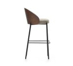 Tabouret Eamy marron clair placage de frêne finition wengué et métal noir hauteur 77 cm