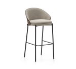 Tabouret Eamy marron clair placage de frêne finition wengué et métal noir hauteur 77 cm