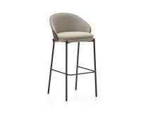 Tabouret Eamy marron clair placage de frêne finition wengué et métal noir hauteur 77 cm