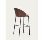 Tabouret Eamy marron clair placage de frêne finition wengué et métal noir hauteur 77 cm