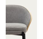 Taburete Eamy gris claro chapado en fresno con acabado natural y metal negro altura 77 cm