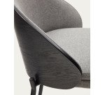 Taburete Eamy gris claro chapado en fresno con acabado negro y metal negro altura 77 cm