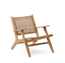 Grignoon stoel van massief acaciahout en geweven riet