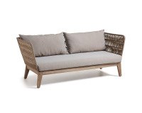 Belleny 3 seater sofa in beige cord and solid acacia wood, 176 cm