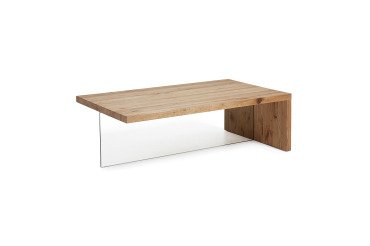 Table basse Tulsi en chêne massif et verre 120 x 70 cm