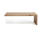 Mesa de centro Tulsi madera maciza de roble y cristal 120 x 70 cm