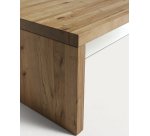 Mesa de centro Tulsi madera maciza de roble y cristal 120 x 70 cm