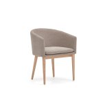 Silla Harlan de chenilla marrón y patas de madera maciza de fresno