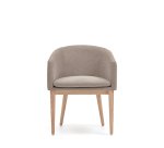 Silla Harlan de chenilla marrón y patas de madera maciza de fresno