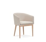 Harlan beige chenille chair with solid ash wood legs