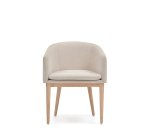 Harlan beige chenille chair with solid ash wood legs