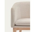 Harlan beige chenille chair with solid ash wood legs