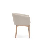Harlan beige chenille chair with solid ash wood legs