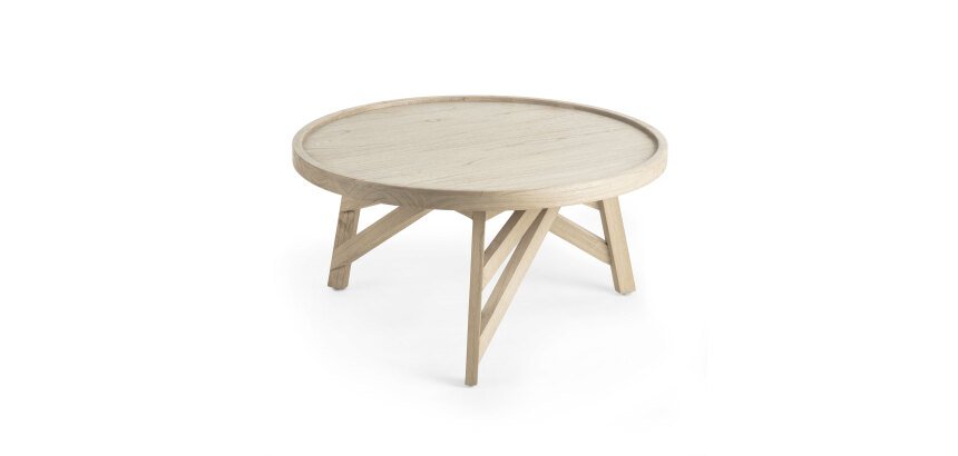 Table basse Tenda en bois de Mindy massif Ø 81 cm