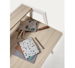 Bureau Aarhus en mélamine finition naturelle et pieds en acier blanc 115 x 60 cm