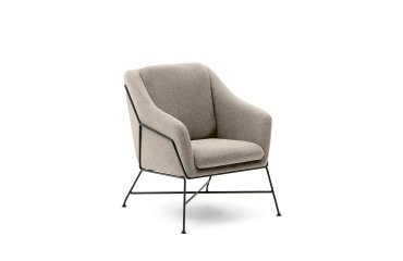 Fauteuil Brida beige et pieds en acier avec finition noire