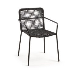 Chaise Ellen en corde noire et acier galvanisé