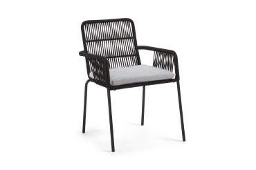 Chaise Samanta - corde - pieds acier galvanisé noire