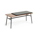 Banc Carabel en acier et plaquage en bois de noyer 100 cm