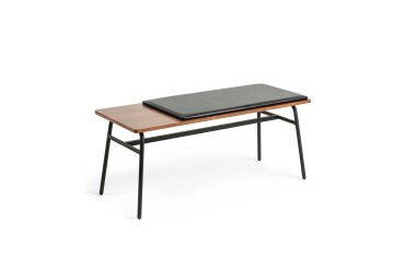 Banc Carabel en acier et plaquage en bois de noyer 100 cm