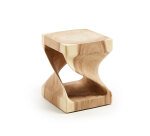 Hakon solid rain tree wood side table with carved interior, 30 x 30 cm