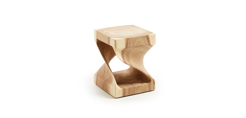Table d'appoint Hakon en bois massif de Mungur et intérieur sculpté 30 x 30 cm