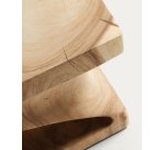 Hakon solid rain tree wood side table with carved interior, 30 x 30 cm
