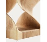 Hakon solid rain tree wood side table with carved interior, 30 x 30 cm