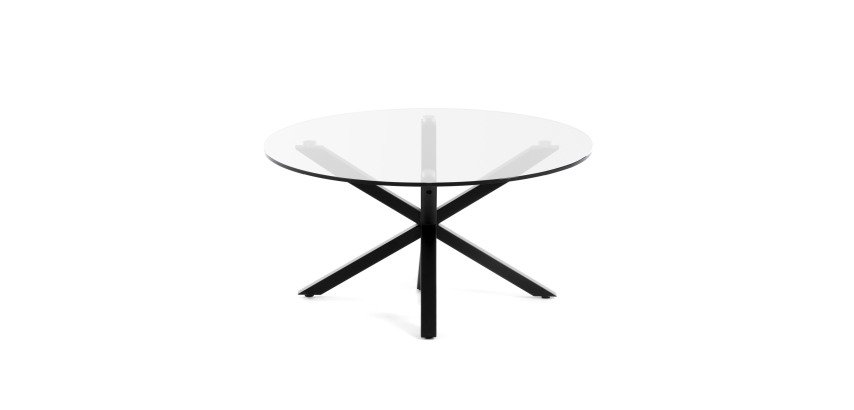 Table basse Full Argo en verre et pieds en acier noir Ø 82 cm