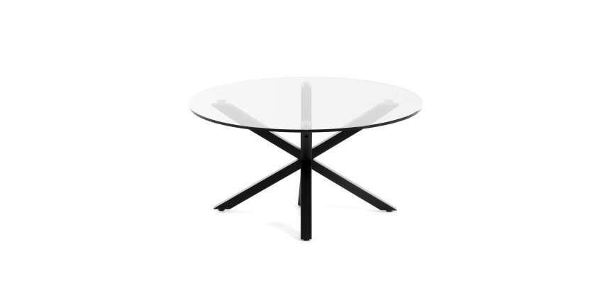 Table basse Full Argo en verre et pieds en acier noir Ø 82 cm