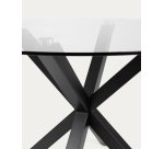 Table basse Full Argo en verre et pieds en acier noir Ø 82 cm