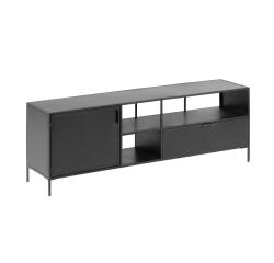 Mueble TV Shantay 1 puerta y 1 cajón de metal con acabado pintado negro 150 x 50 cm