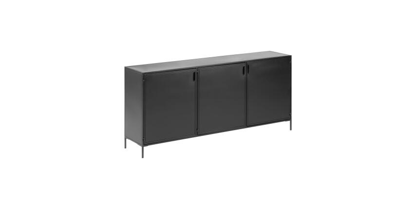 Shantay metal sideboard in a painted black finish with 3 doors, 160 x 72 cm