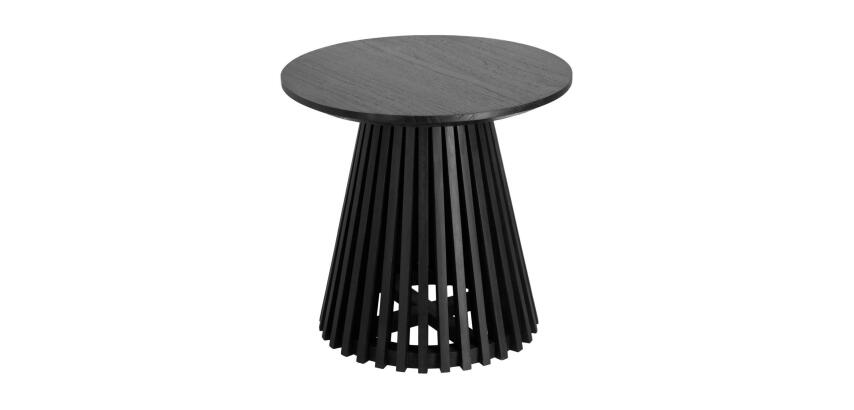 Table d’appoint Jeanette en bois de Mindy massif noir Ø 50 cm