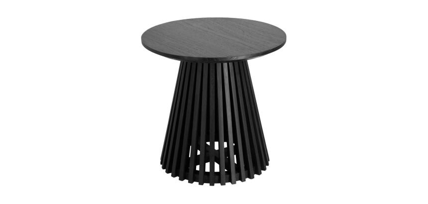 Table d’appoint Jeanette en bois de Mindy massif noir Ø 50 cm