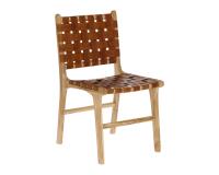 Calixta chair in leather and solid teak